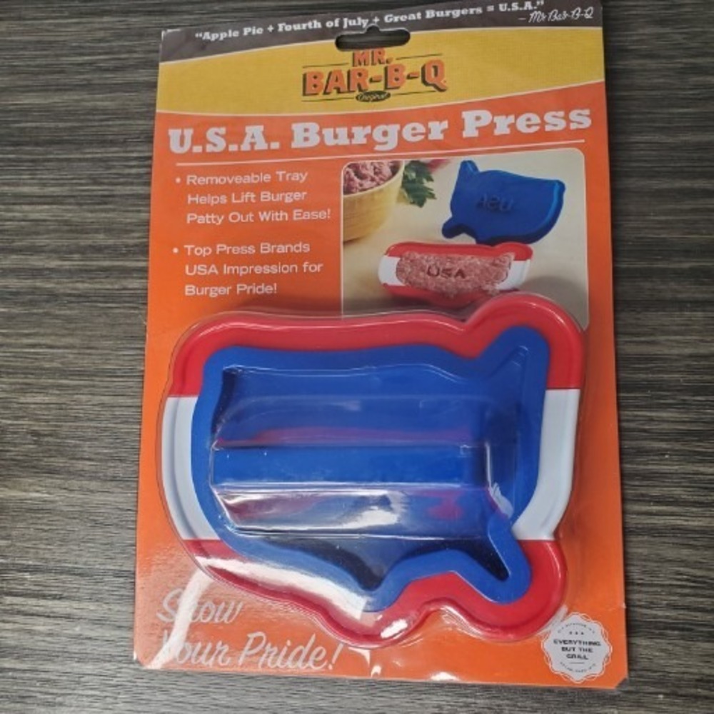 Mr. Bar-B-Q BBQ USA America Shaped Patriotic Hamburger Burger Press Grill Patty